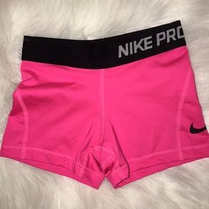 Girls Hot Pink Nike Pro Shorts 